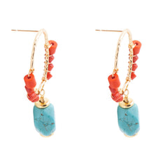 Load image into Gallery viewer, Red River Turquoise and Coral Post Earrings