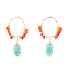 Load image into Gallery viewer, Red River Turquoise and Coral Post Earrings