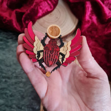 Load image into Gallery viewer, Red Winged Scarab Beetle Brooch by Cherryloco Jewellery