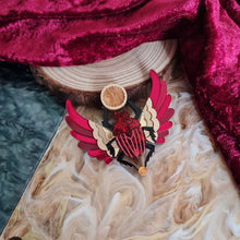 Load image into Gallery viewer, Red Winged Scarab Beetle Brooch by Cherryloco Jewellery