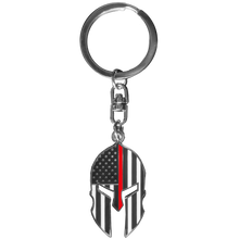 Load image into Gallery viewer, GHKB-1D Gladiator Police Thin Red Line Flag Spartan Helmet Keychain Fire Fighter Fireman