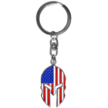 Load image into Gallery viewer, GHKB-1F Gladiator Patriot American Flag Spartan Helmet Keychain Military Veteran