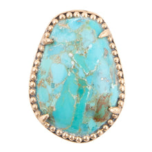Load image into Gallery viewer, Refined Blue Turquoise Golden Statement Ring