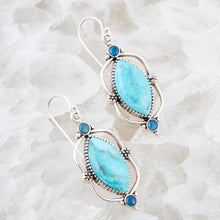 Load image into Gallery viewer, Regal Blue Turquoise and Apatite Sterling Silver Drop Earrings