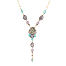 Load image into Gallery viewer, Regalia Blue Abalone Golden Y Necklace