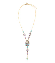 Load image into Gallery viewer, Regalia Blue Abalone Golden Y Necklace