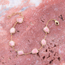 Load image into Gallery viewer, Pink Rhodonite and Golden Line Bracelet