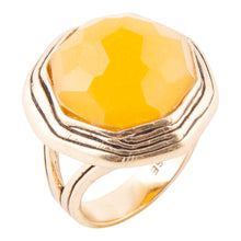 Load image into Gallery viewer, River Rocks Yellow Quartz Golden Statement Ring