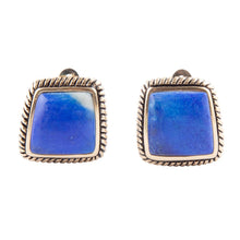 Load image into Gallery viewer, Roped Blue Lapis Golden Clip Earrings