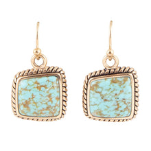 Load image into Gallery viewer, Roped Blue Turquoise Golden Dangle Earrings