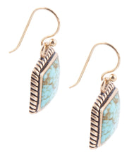 Load image into Gallery viewer, Roped Blue Turquoise Golden Dangle Earrings