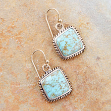 Load image into Gallery viewer, Roped Blue Turquoise Golden Dangle Earrings