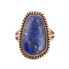 Load image into Gallery viewer, Roped Blue Lapis and Golden Bronze Ring