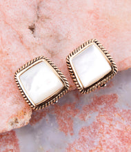Load image into Gallery viewer, Roped Mother of Pearl Golden Clip Earrings