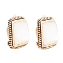 Load image into Gallery viewer, Roped Mother of Pearl Golden Clip Earrings