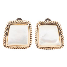 Load image into Gallery viewer, Roped Mother of Pearl Golden Clip Earrings