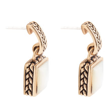 Load image into Gallery viewer, Roped White Mother of Pearl Golden Post Earrings