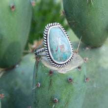 Load image into Gallery viewer, Roped Turquoise Ring - Sterling Silver