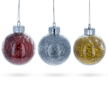 Load image into Gallery viewer, Set of 3 Filled Colorful Clear Plastic Christmas Ornaments 4 Inches