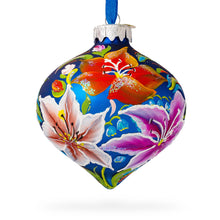 Load image into Gallery viewer, Floral Lilies Onion-Shape Finial Glass Christmas Ornament