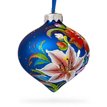 Load image into Gallery viewer, Floral Lilies Onion-Shape Finial Glass Christmas Ornament