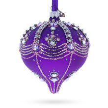 Load image into Gallery viewer, Sparkly Diamonds on Purple Onion-Shape Finial Glass Christmas Ornament