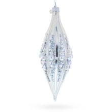 Load image into Gallery viewer, Pearl and Glitter Jeweled Elongated Pointed Teardrop Finial Glass Christmas Ornament