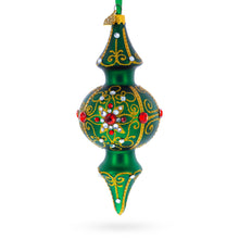 Load image into Gallery viewer, Emerald Baroque Jeweled Double-Ended Finial Drop Glass Christmas Ornament