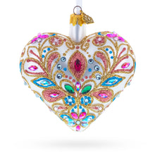 Load image into Gallery viewer, Gilded Baroque Gem Heart Glass Ornament