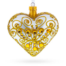 Load image into Gallery viewer, Regal Gold Filigree Heart Glass Ornament