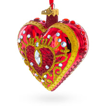 Load image into Gallery viewer, Regal Red Jeweled Glass Heart Ornament
