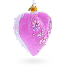 Load image into Gallery viewer, Pink Jeweled Blossom Glass Heart Ornament