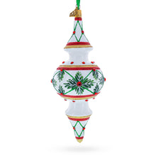 Load image into Gallery viewer, Winter Lattice &amp; Holly Star Jeweled Double-Ended Finial Drop Glass Christmas Ornament