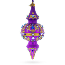 Load image into Gallery viewer, Royal Jewel Embellishments Gold Filigree Double-Ended Finial Drop Glass Christmas Ornament