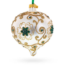 Load image into Gallery viewer, Gold Jeweled Swirl Onion-Shape Finial Glass Christmas Ornament