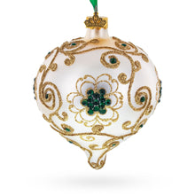 Load image into Gallery viewer, Gold Jeweled Swirl Onion-Shape Finial Glass Christmas Ornament
