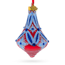 Load image into Gallery viewer, Blue Geometrical Bell Finial Glass Christmas Ornament