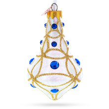 Load image into Gallery viewer, Blue Jewels on Clear Glass Bell Finial Christmas Ornament