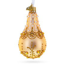 Load image into Gallery viewer, Pearls on Gold Glass Pear Shape Ornament