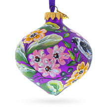 Load image into Gallery viewer, Songbird and Blossoms Onion-Shape Finial Glass Christmas Ornament