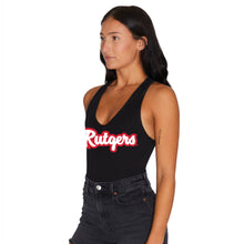 Load image into Gallery viewer, Rutgers Cursive Black Bodysuit