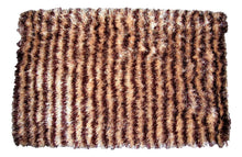 Load image into Gallery viewer, DaDa Bedding Shaggy Soft Door Mat Carpet Rug - 20" x 32" Striped Shiny Coffee Light Beige / Dark Brown