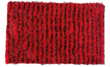 Load image into Gallery viewer, DaDa Bedding Shaggy Soft Rectangle Door Mat Bath Carpet Rug - 20" x 32", Striped Red &amp; Black