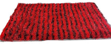 Load image into Gallery viewer, DaDa Bedding Shaggy Soft Rectangle Door Mat Bath Carpet Rug - 20" x 32", Striped Red &amp; Black