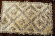 Load image into Gallery viewer, DaDa Bedding Shaggy Soft Viscose Champagne Brown Geometric Diamond Large Area Carpet Rug