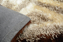 Load image into Gallery viewer, DaDa Bedding Shaggy Soft Viscose Champagne Brown Geometric Diamond Large Area Carpet Rug