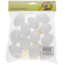 Load image into Gallery viewer, Set of 12 White Blank Hollow Plastic Easter Egg Ornaments 2.6 Inches