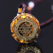 Load image into Gallery viewer, Tiger Eye Orgonite Sacred Geometry Pendant Necklace