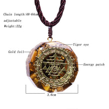 Load image into Gallery viewer, Tiger Eye Orgonite Sacred Geometry Pendant Necklace
