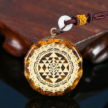 Load image into Gallery viewer, Tiger Eye Orgonite Sacred Geometry Pendant Necklace